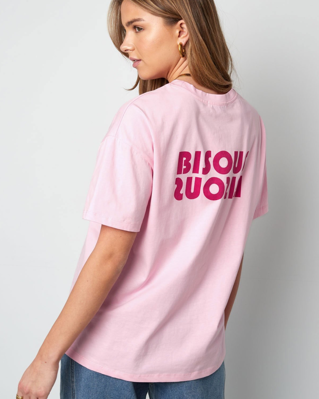 T-shirts Bisous oversized|Rose
