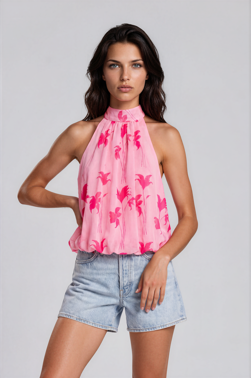 Halter Top Bloem | Rose