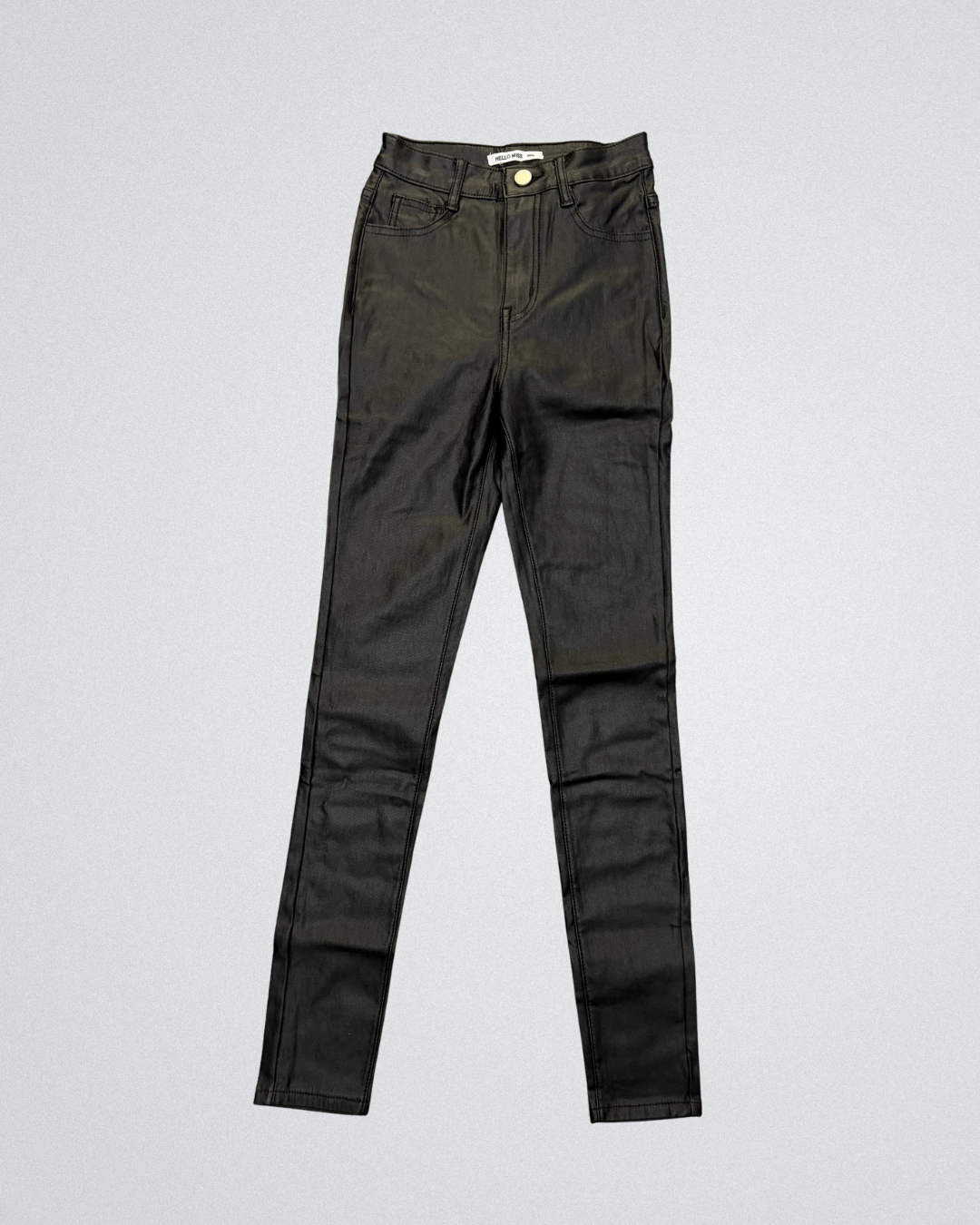 Hello-miss Skinny Leather Look | Glimmend Zwart