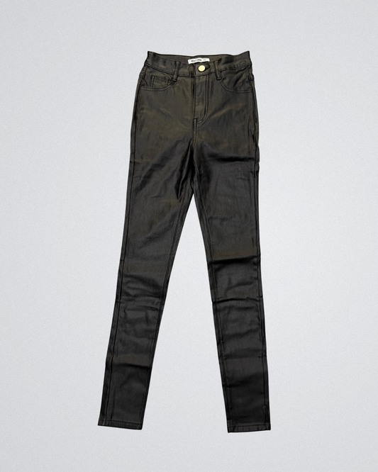 Hello-miss Skinny Leather Look | Glimmend Zwart