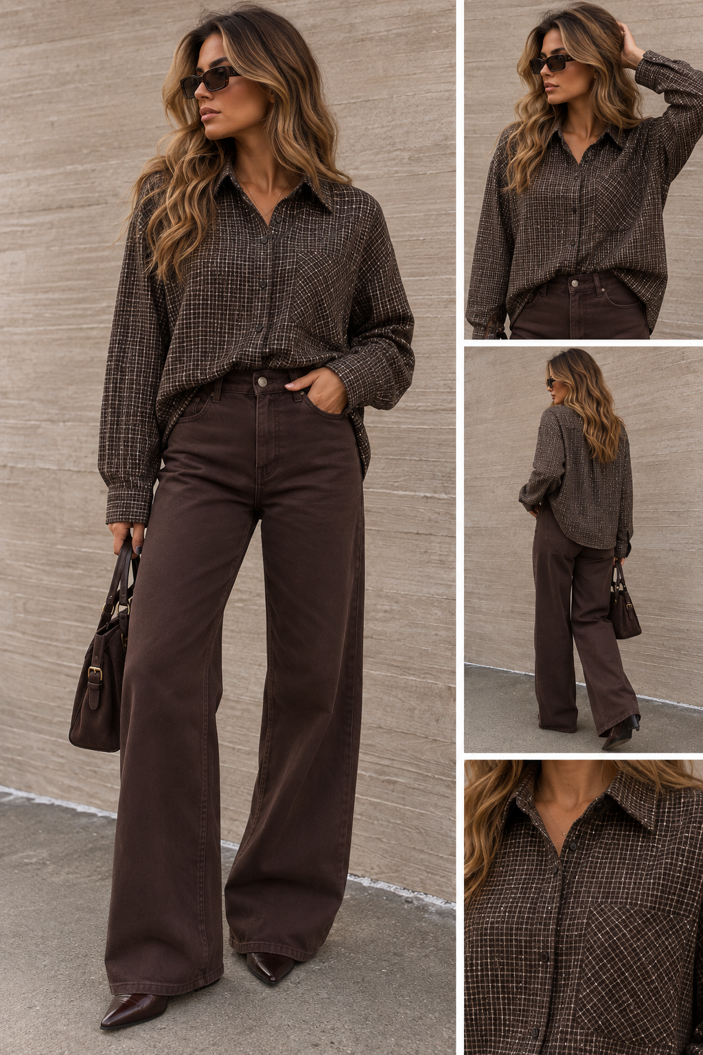 Blouse Ruit glitter amy I Bruin