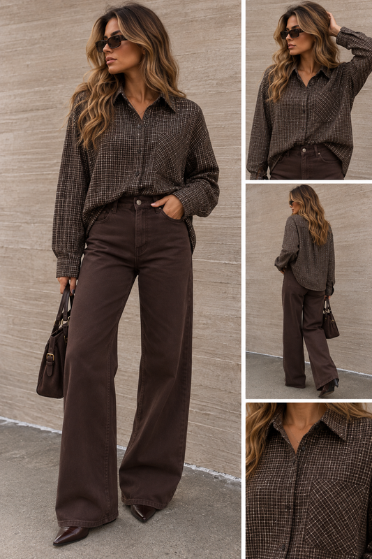 Blouse Ruit glitter amy I Bruin