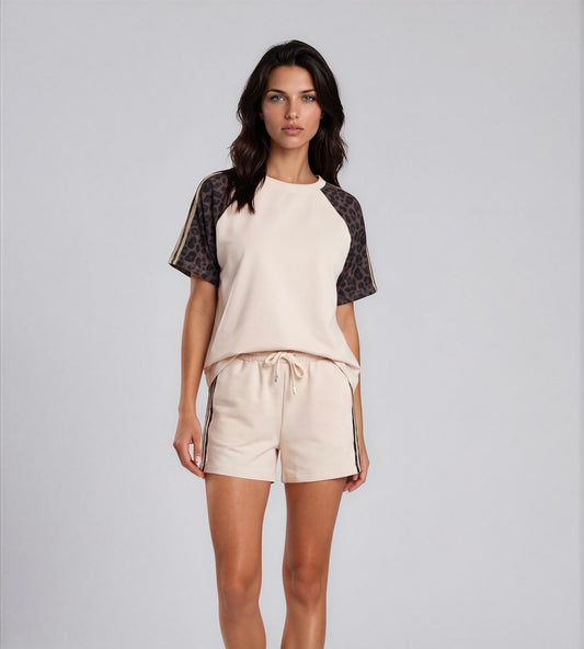 Comfy set badge summer streep I Panter Beige