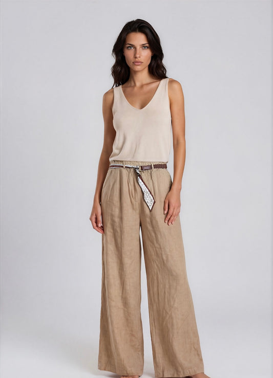 Broek Linnen I Camel