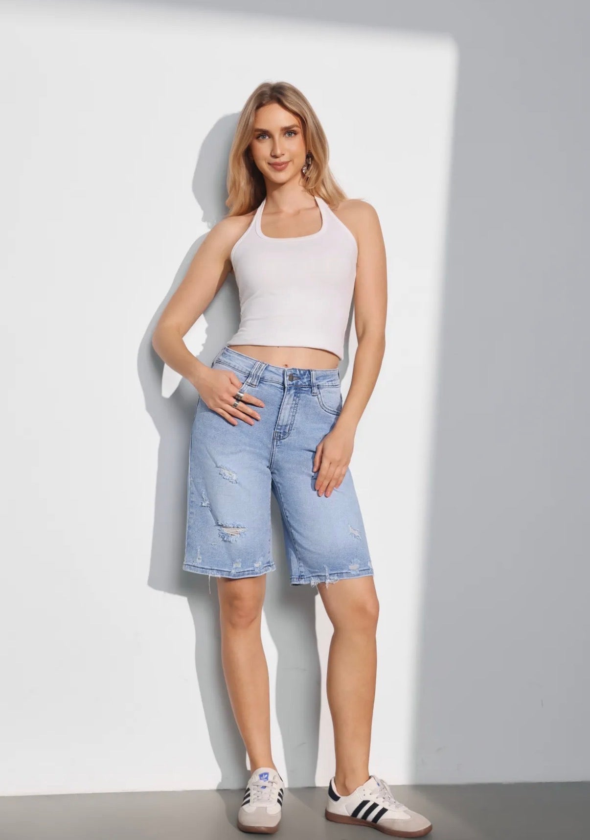 Bermuda scratch I Licht blauw