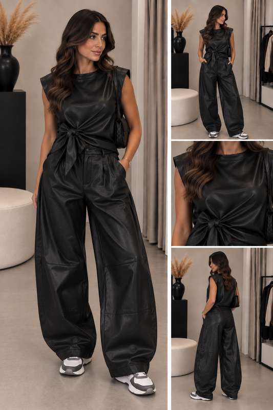 Barrel / Balloon Leather look  I Zwart