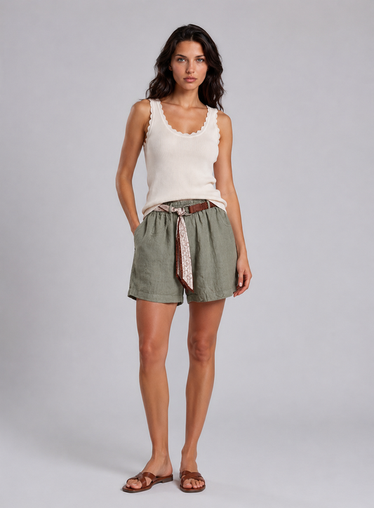 Short Linnen Riem I Groen