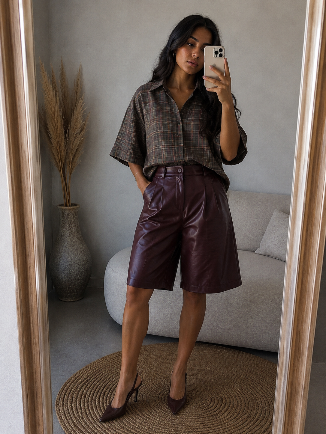 Jort Leatherlook Bermuda| Bordeaux