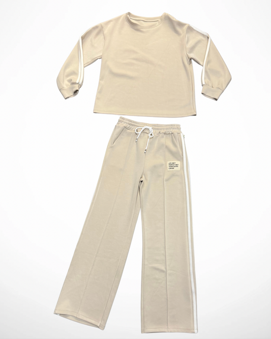 Setje Badge Streep  | Beige