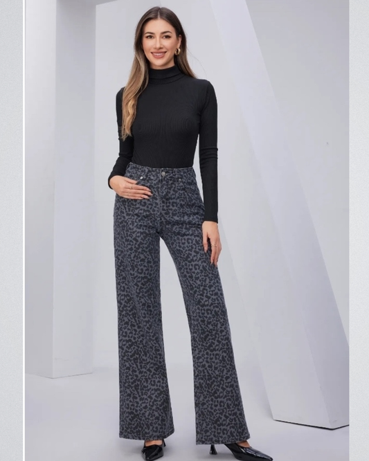 Wide-Leg Leopard print | Grijs