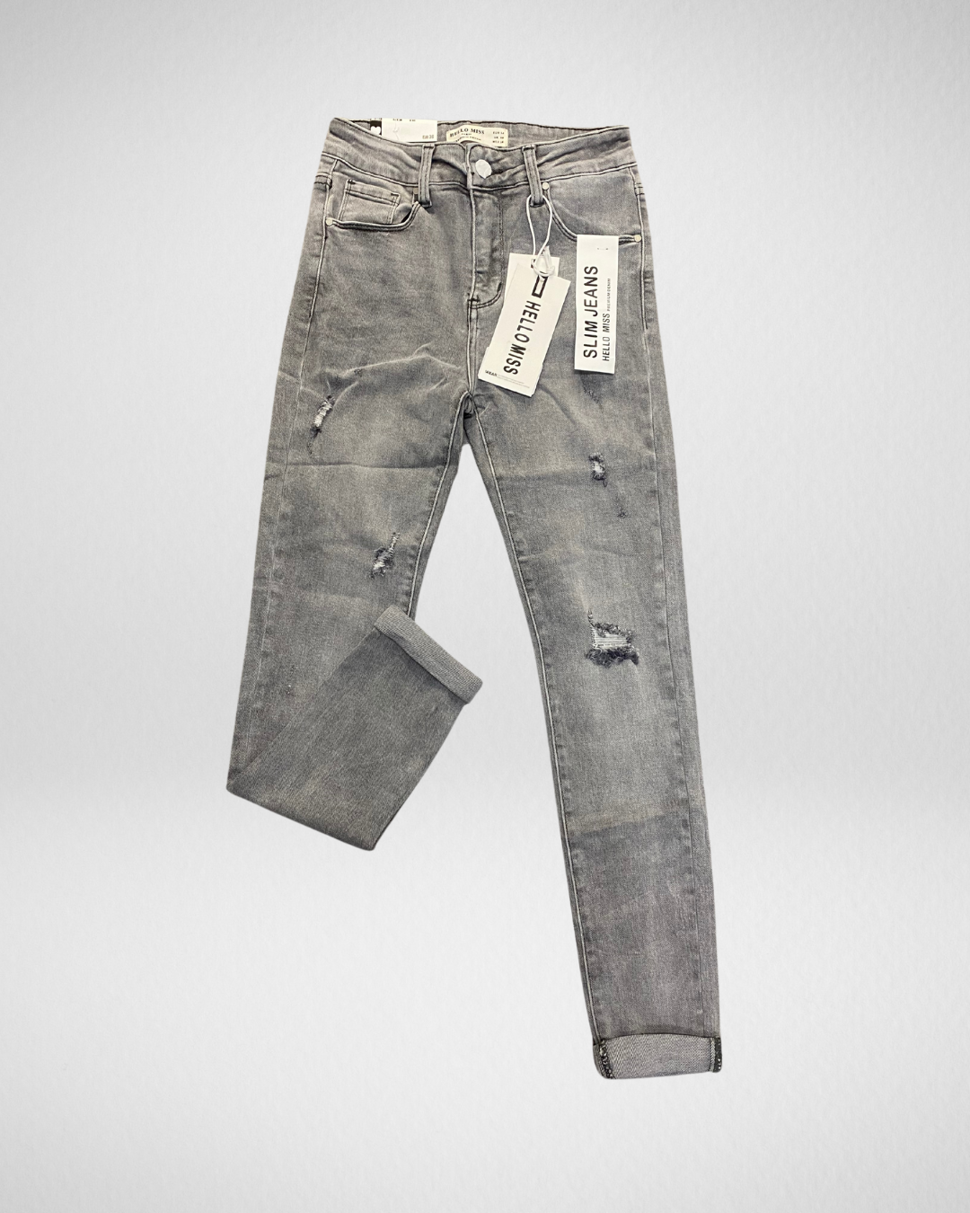 Hello miss Slim fit scheurtjes I Grijs