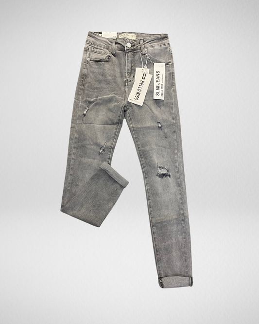 Hello miss Slim fit scheurtjes I Grijs