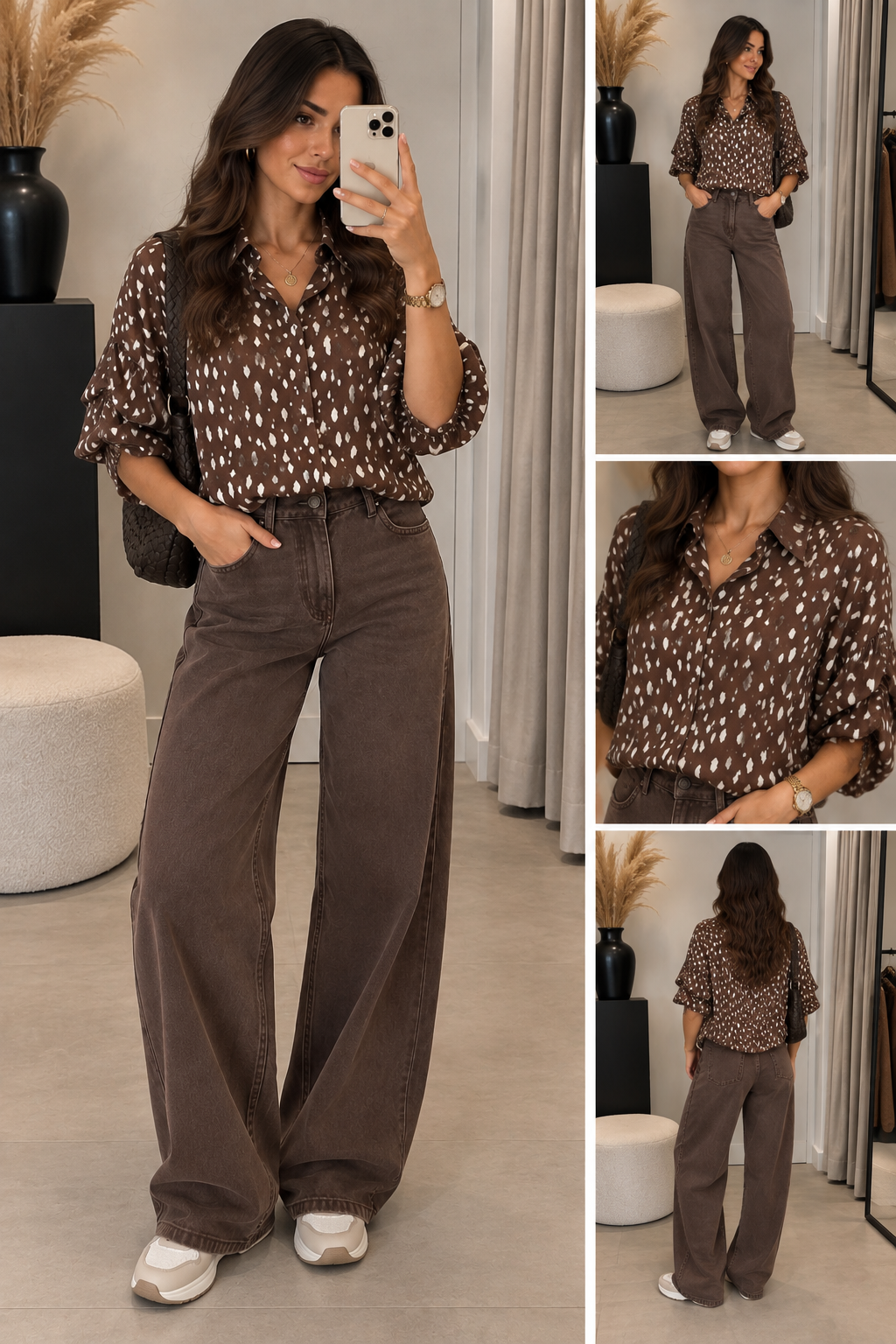 Blouse Gemma riccery Vlindermouw Bambi I Bruin