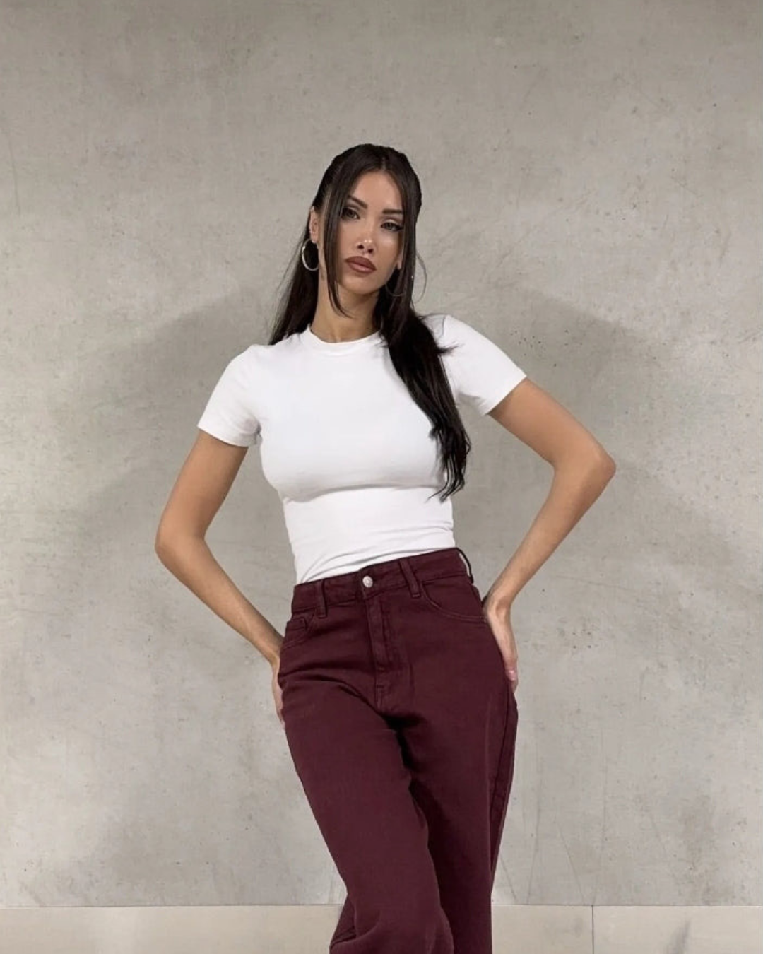 Wide-Leg Jeans | Bordeau