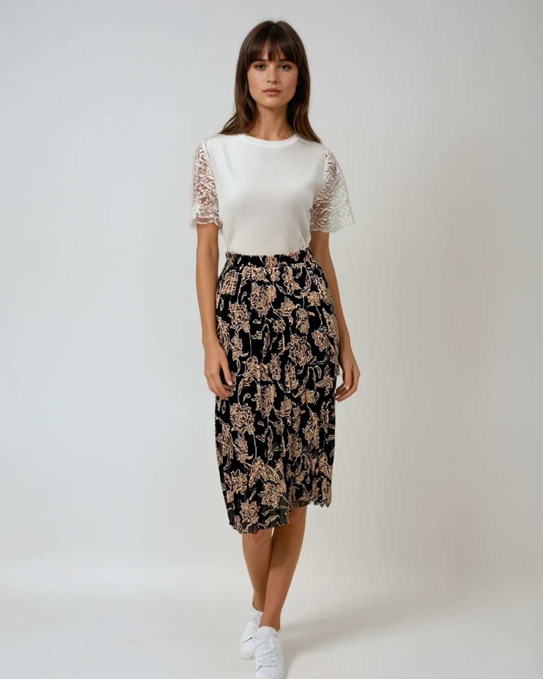 Rok Carla lang | zwart / bruin