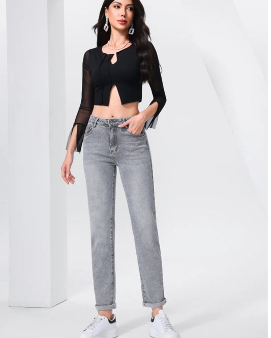 Mom Fit jeans I Grijs