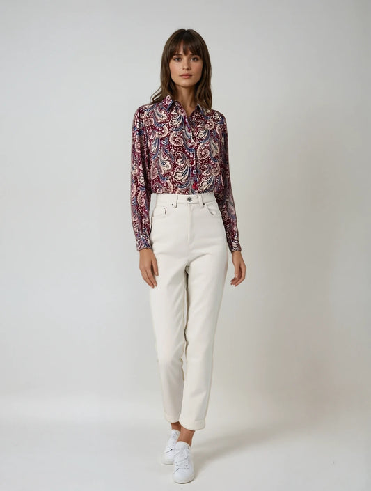 Blouse Flamant Print | Bordeau