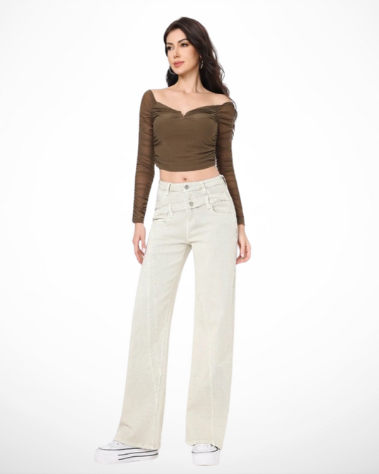 Hello miss Wide-Leg Dubbel zak | Beige
