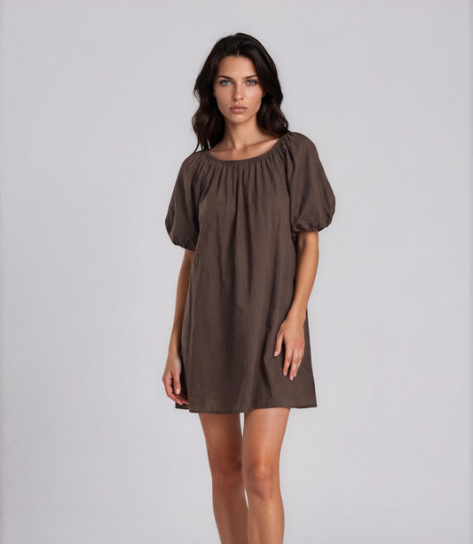 Pof off shoulder jurk I Bruin