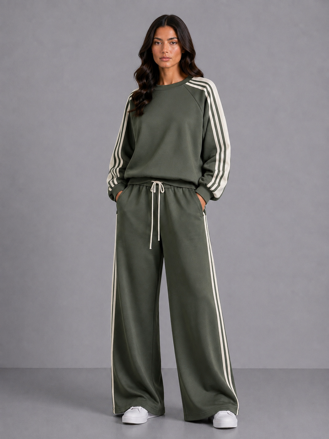 Comfy set streep I Army Green