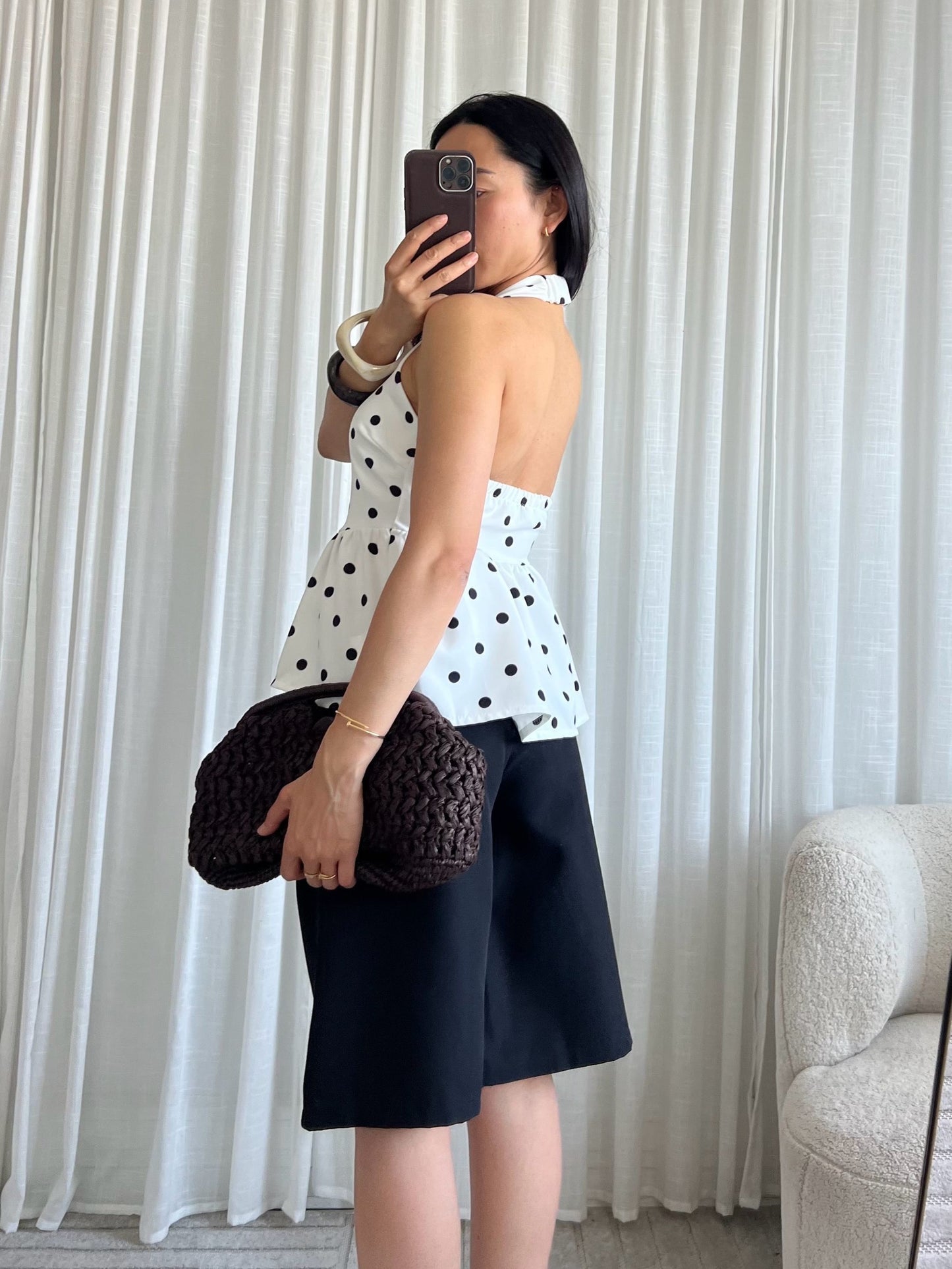 Preplum Halter top dots | Wit