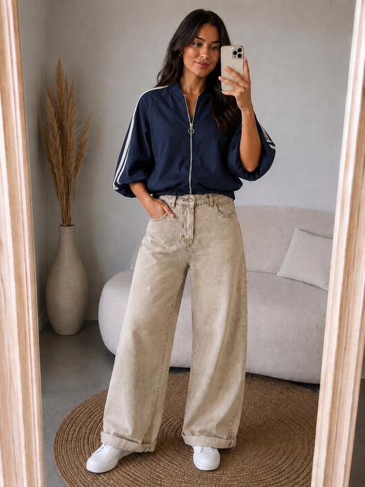 Bomber jasje 7/8 mouw | Navy
