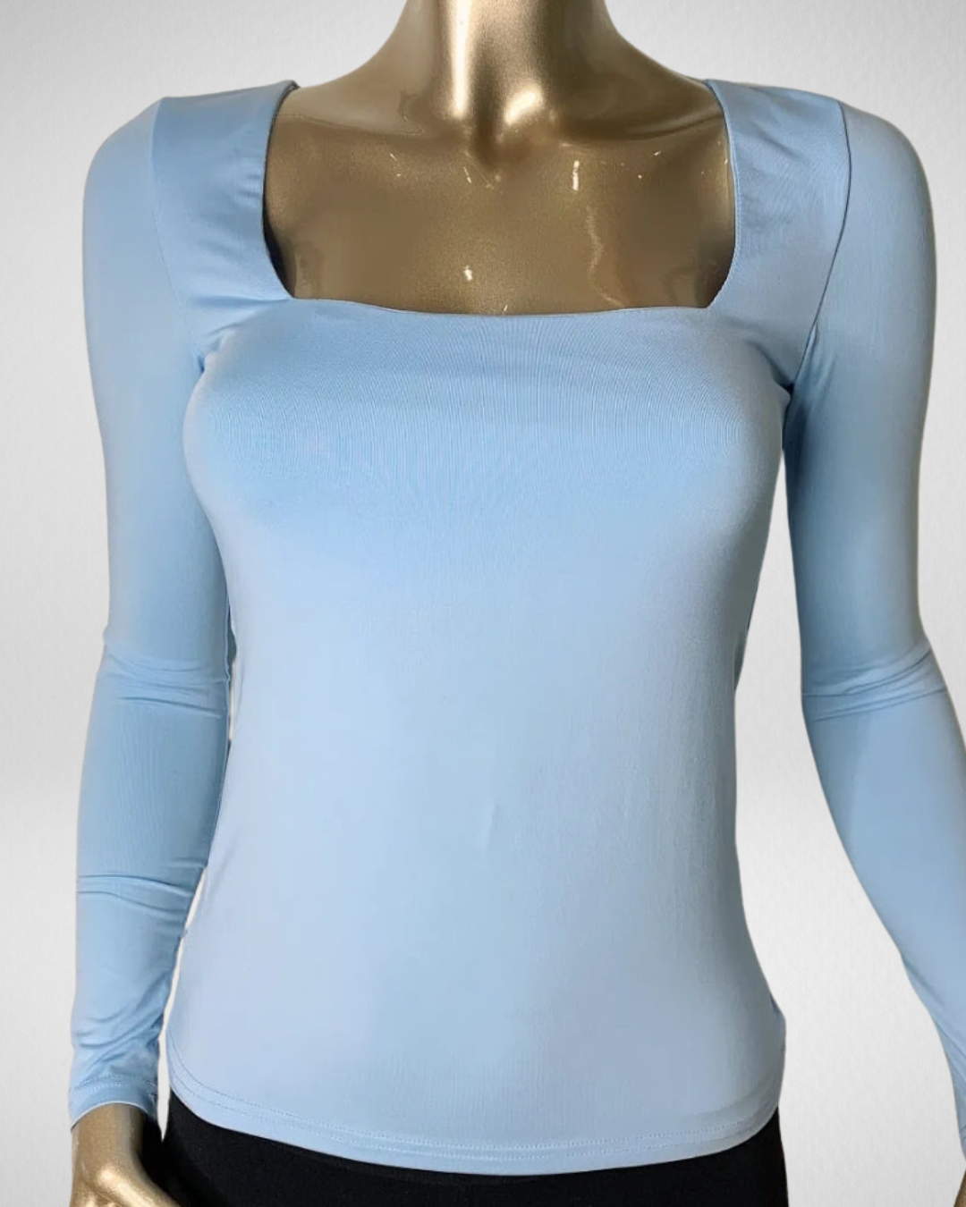 Vierkant hals Top| licht blauw