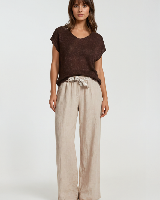 Broek Linnen I Beige