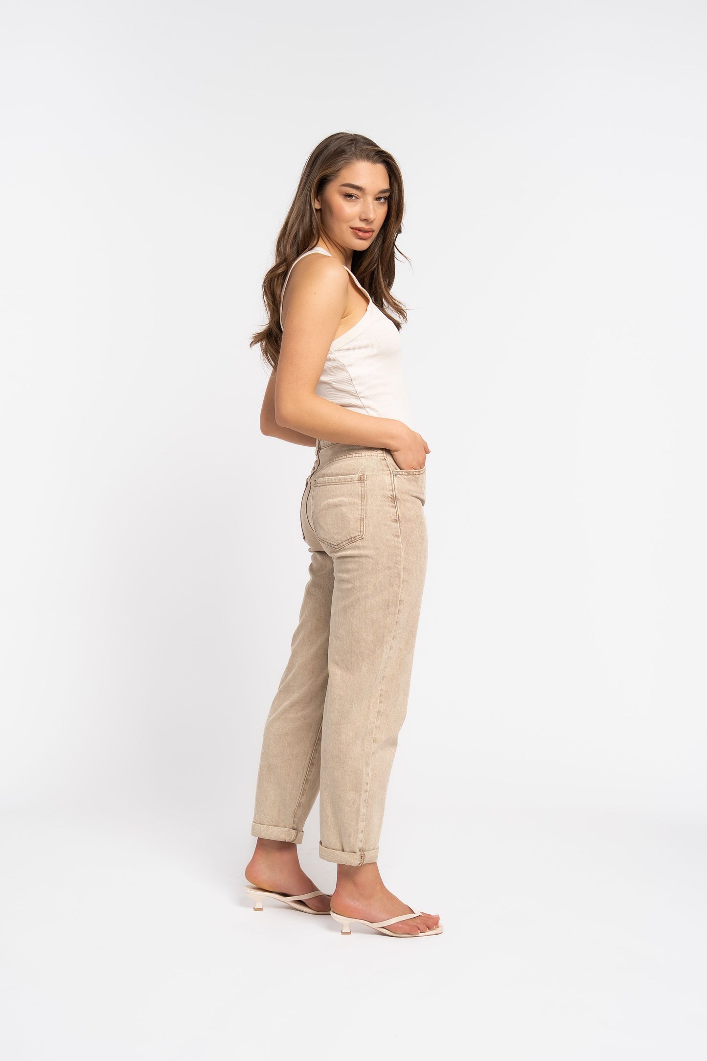 Mom-Fit | Beige/bruin