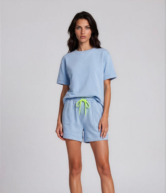 Comfy set badge summer I Licht blauw/ mint