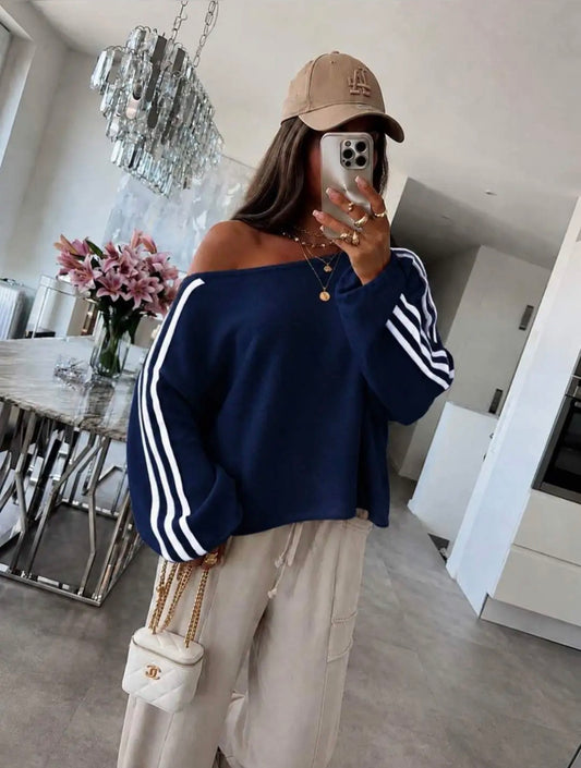 Trui off shoulder bies I Navy