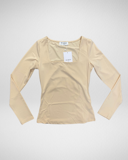 Vierkant hals Top| Beige