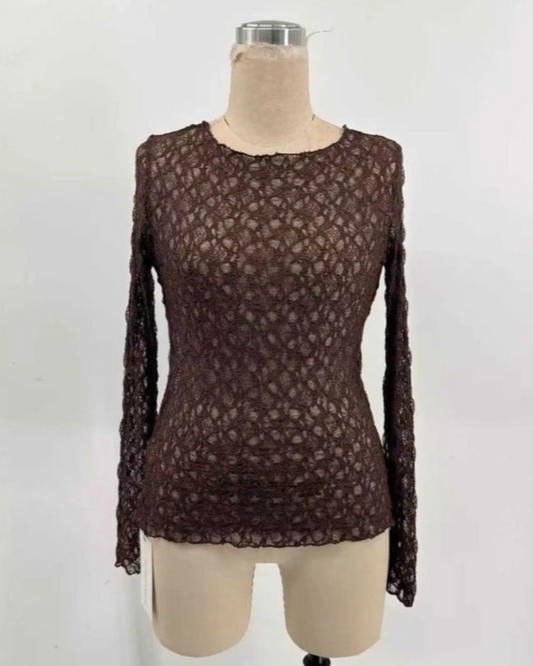 Transparant Top Flamant | Bruin