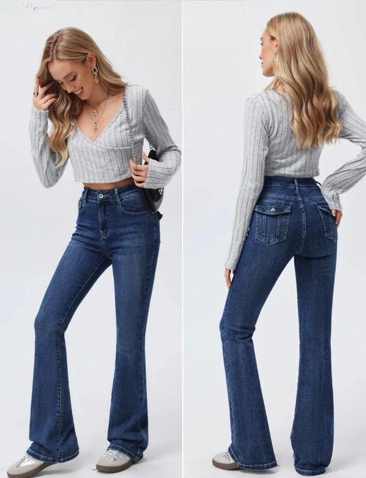 Hello-miss Flaired jeans | Donker Blauw