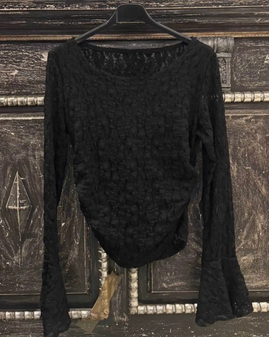 Transparante Top Vlinder mouw | Zwart