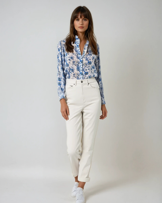 Blouse Flamant | Blauw/wit