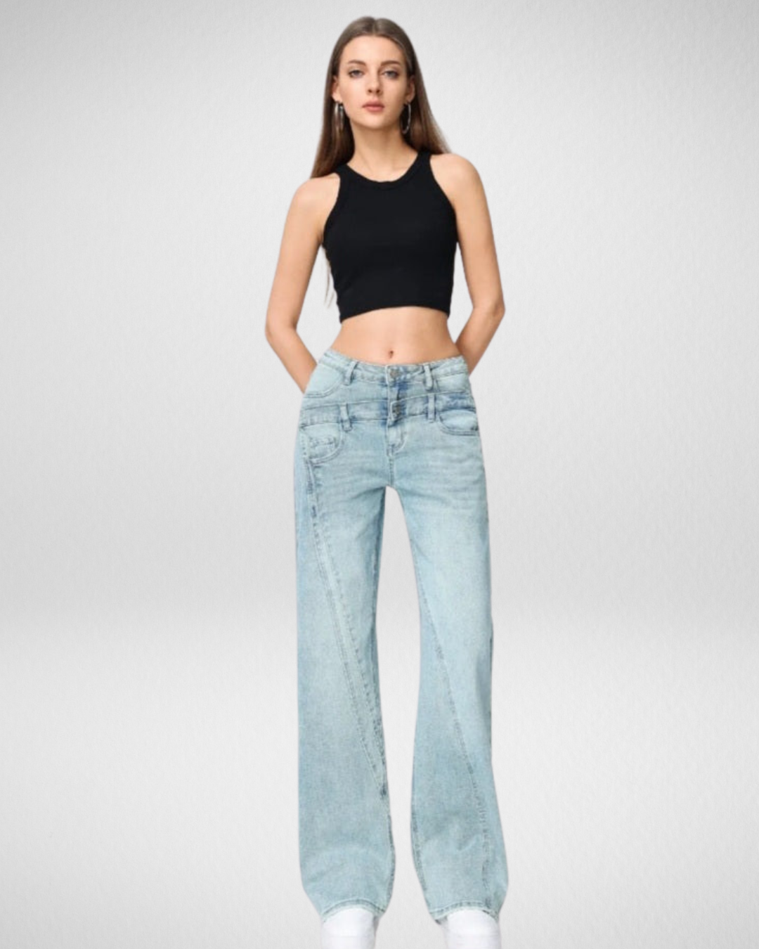 Hello miss Wide-Leg | dubbel zak Licht blauw