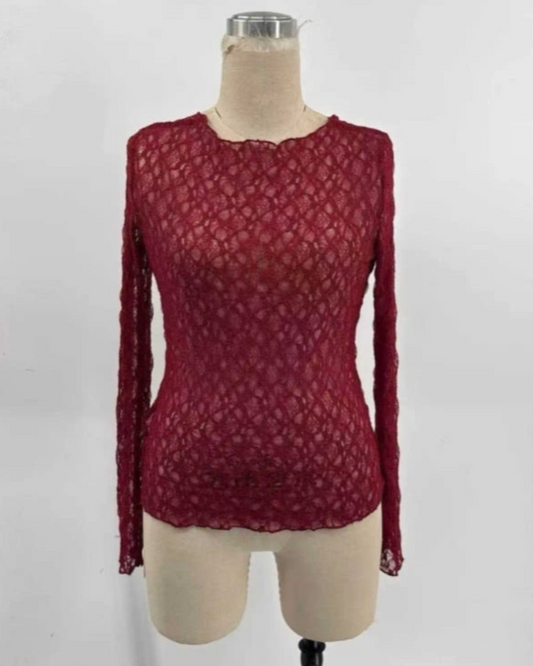 Transparant Top Flamant | Bordeau