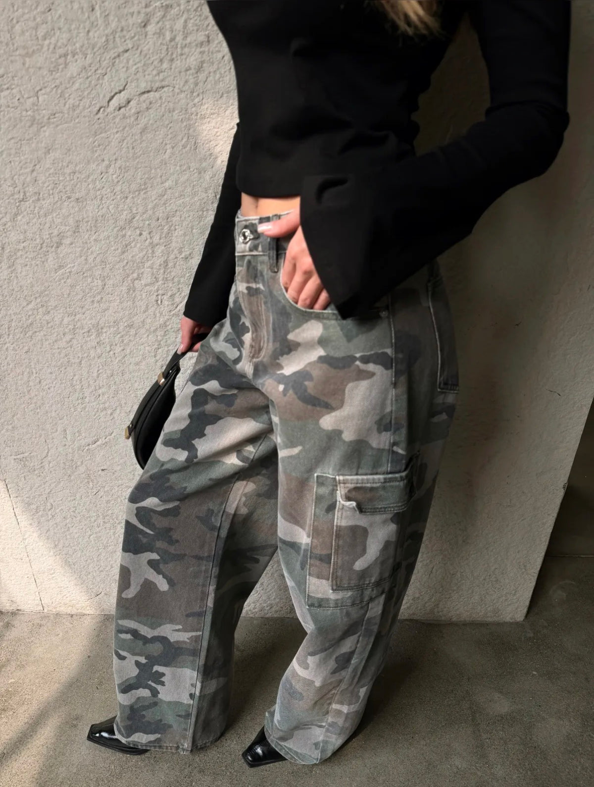 Wide-Leg Jeans Cargo | Camouflage