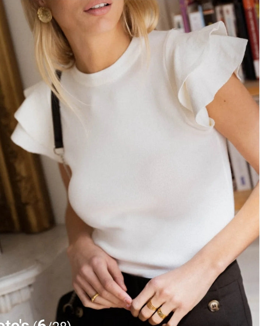 Top Ruffle mouw | Wit