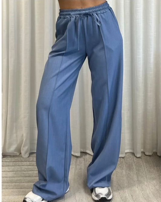 Broek Comfy Wide-Leg |Jean Blauw