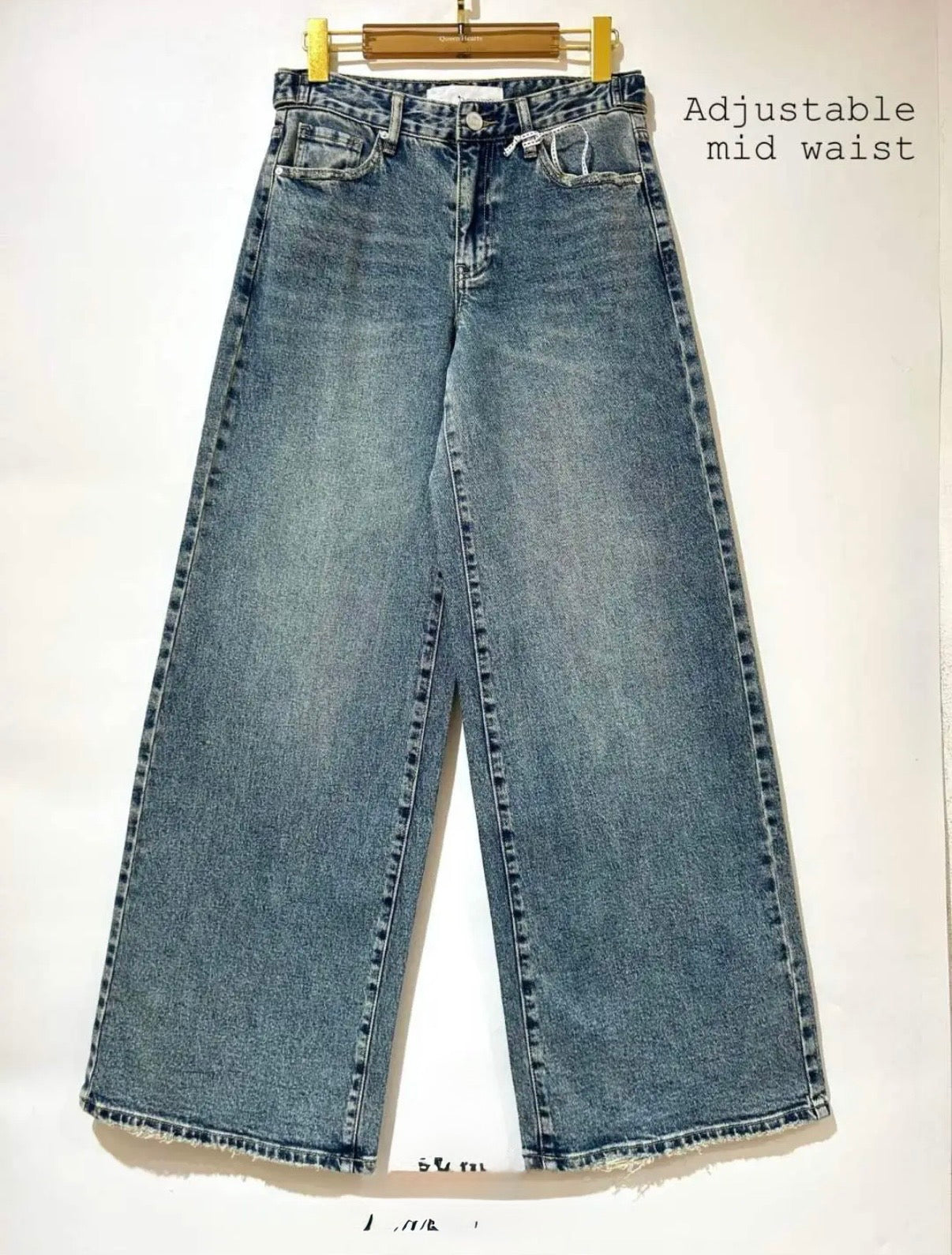 Wide-Leg Queen Hearts| Blue wash