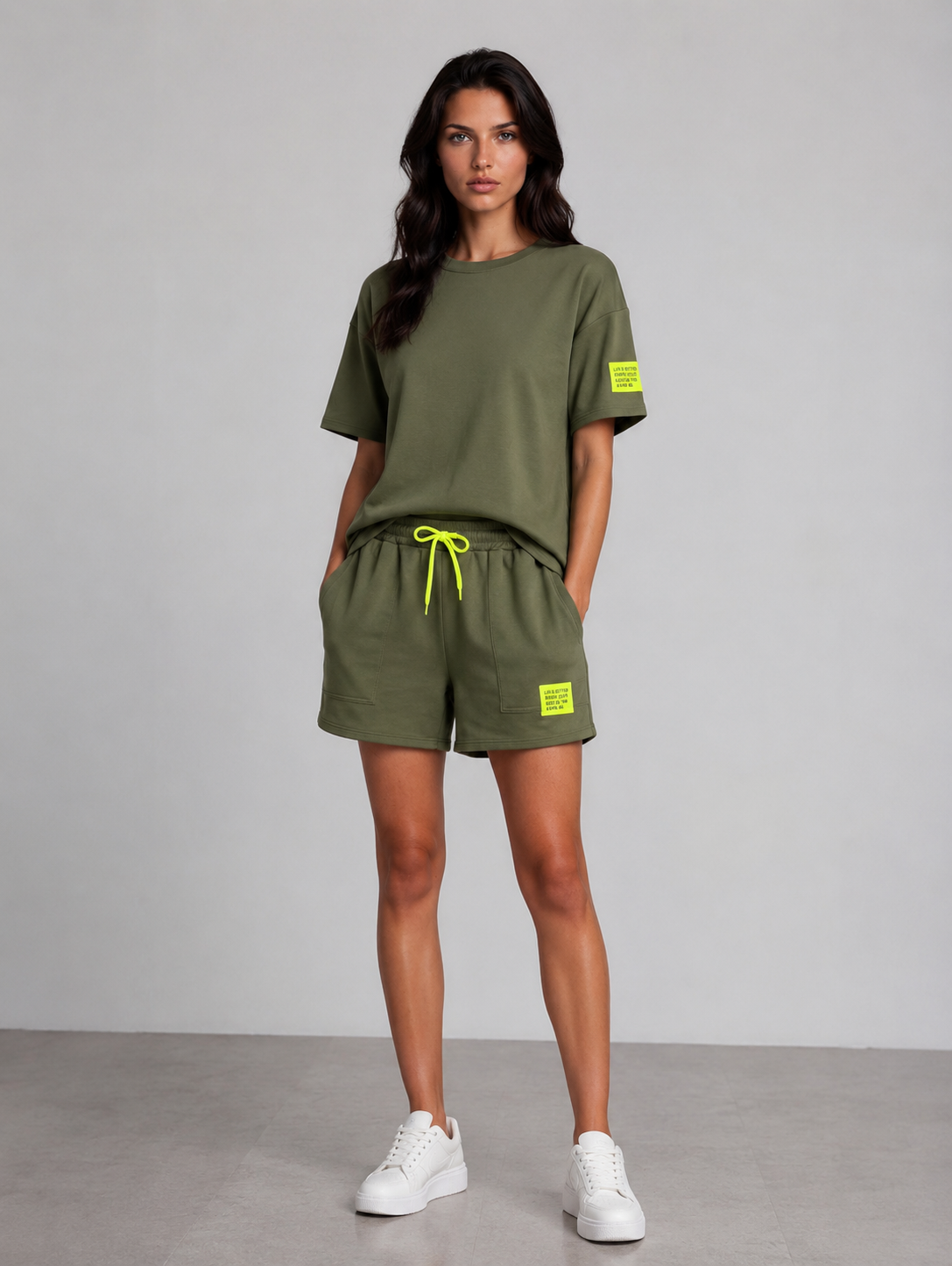 Comfy set badge summer I Army Groen/mint