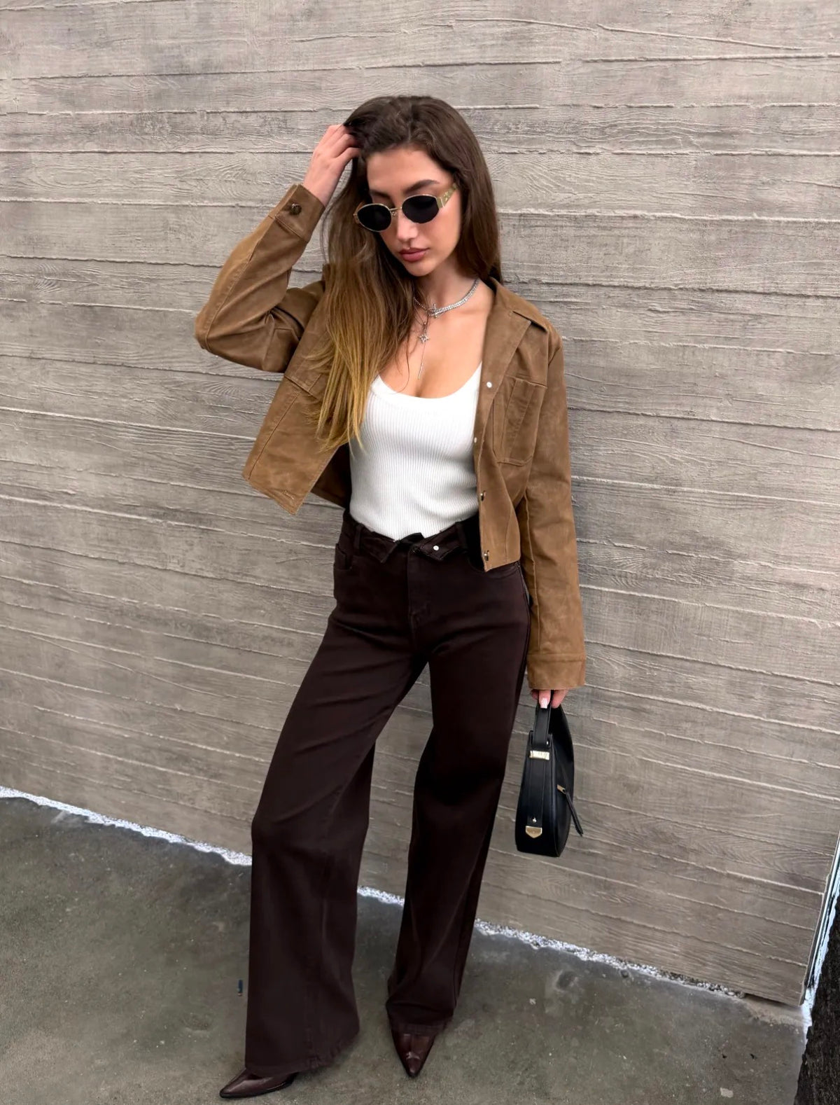 Wide-Leg folded Jeans | Bruin