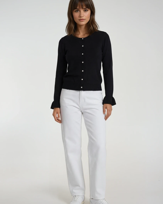 By clara vestje vlindermouw I Zwart