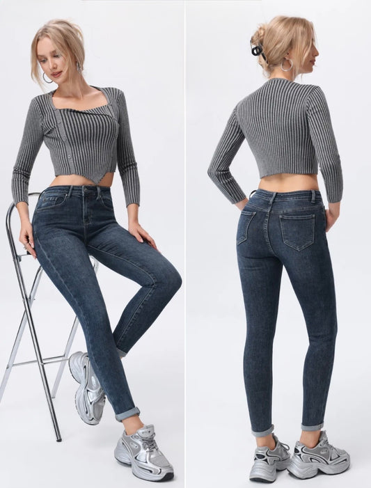 Skinny jeans Mid-Waist | Donker Blauw