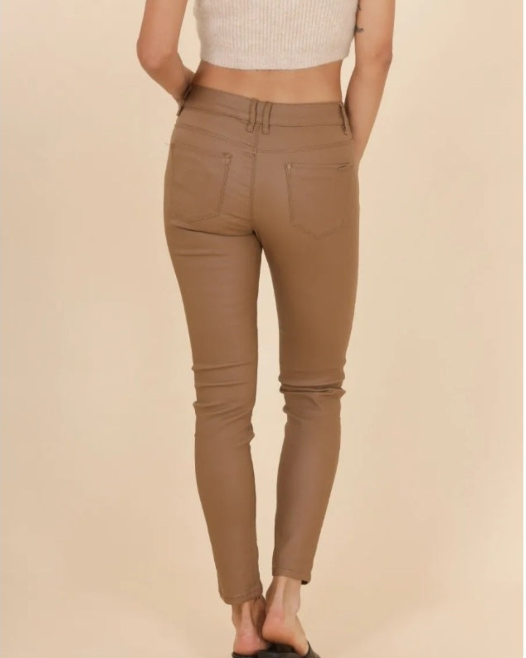 Leather Look Skinny | Taupe