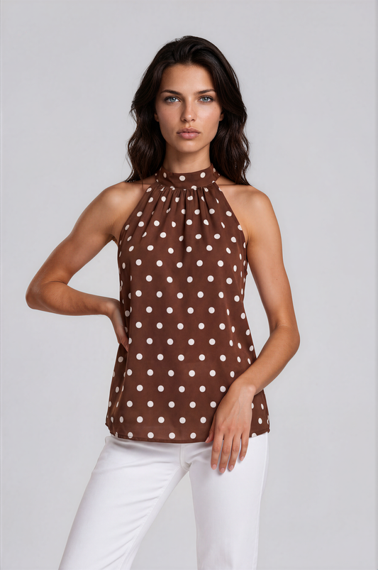 Top haltertop I Dots Bruin
