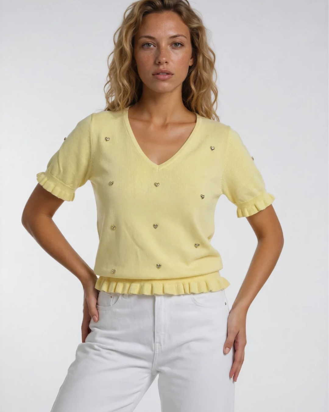 Trui goude Hartjes by Clara | Geel