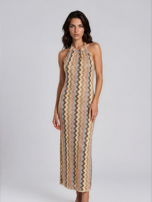 Jurk Gimme Ricceri Zigzag I Licht beige